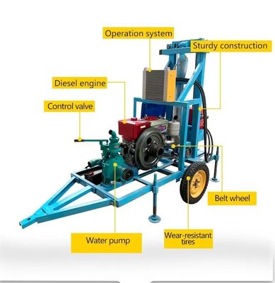 Máquina de perfuração de poços com motor a gasolina e água para perfuração de poços