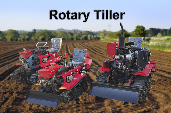 Motor diesel 800 KG Trator de borracha para arroz campo Silt Crawler cultivador rotativo